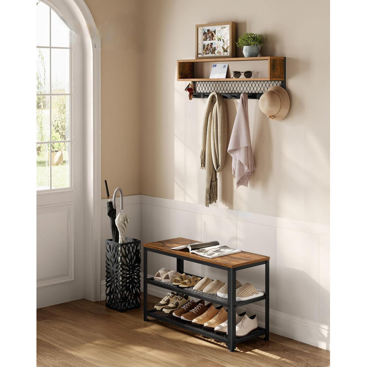 17 Stories Coat Rack Shoe Bench Set Hall Tree With Bench Entryway Furniture Multifunctional Dot Coat Hooks 2 Tier Shoe Rack Industrial Style For Entryway Hallway Wayfair